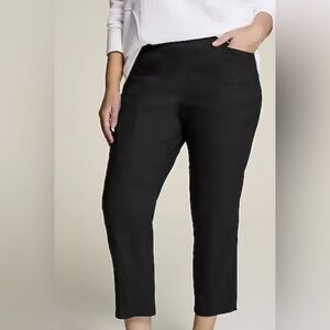 J Jill Linen-Stretch Angled-Pocket Slim-Leg Pants Black Size LP 24" Inseam Crop